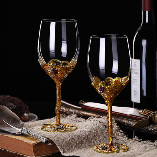 Wine Glasses Crystal Golden Vine Decanter Set Luxury Stemware