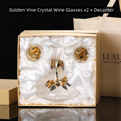 Wine Glasses Crystal Golden Vine Decanter Set Luxury Stemware