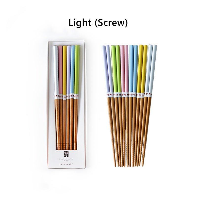 Bamboo Chopsticks Set of 6 Pairs – Multi-Color Gift Box