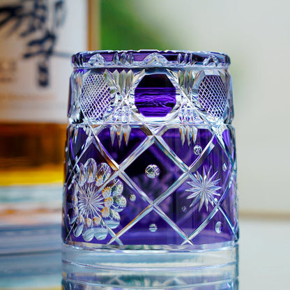 Whiskey Glass Violet Kohana Blossom – Edo Kiriko Floral Crystal