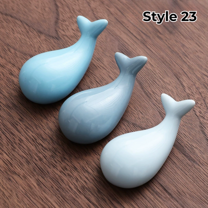 Chopstick Rest Ceramic Handcrafted Animal Fruit Design Japanese Table Decor Set of 3 Cute Chopstick Holder