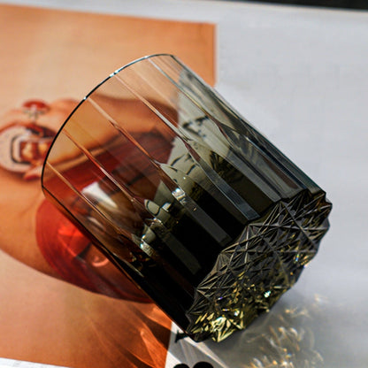 Whiskey Glass Edo Kiriko Multi-Color Cut Crystal Tumbler Set