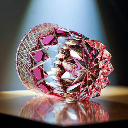 Whiskey Glass Rose Fluorite | Edo Kiriko Pink Crystal Handcrafted