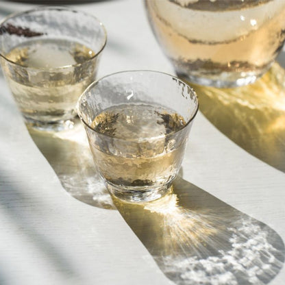 Cold Sake Set with Ice Chamber | Golden Glass Flagon & 2 Cups