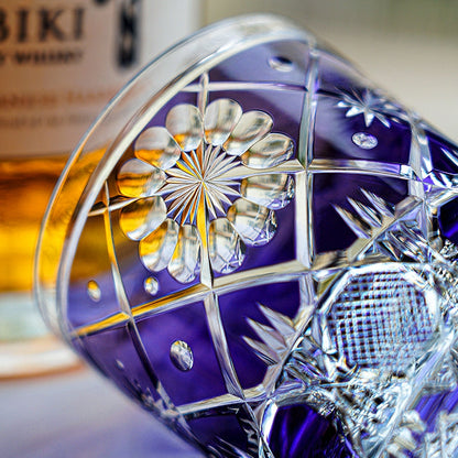 Whiskey Glass Violet Kohana Blossom – Edo Kiriko Floral Crystal