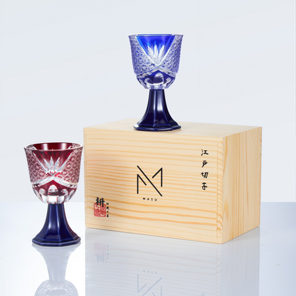Goblet Glass Edo Kiriko Hanabishi Hand-Cut Crystal | Japanese Artisan Glassware