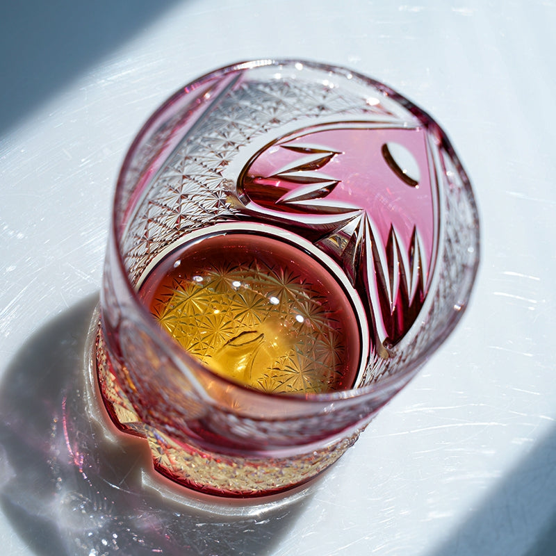 Whiskey Glass Ruby Nocturne | Edo Kiriko Pink Crystal Night Artisan