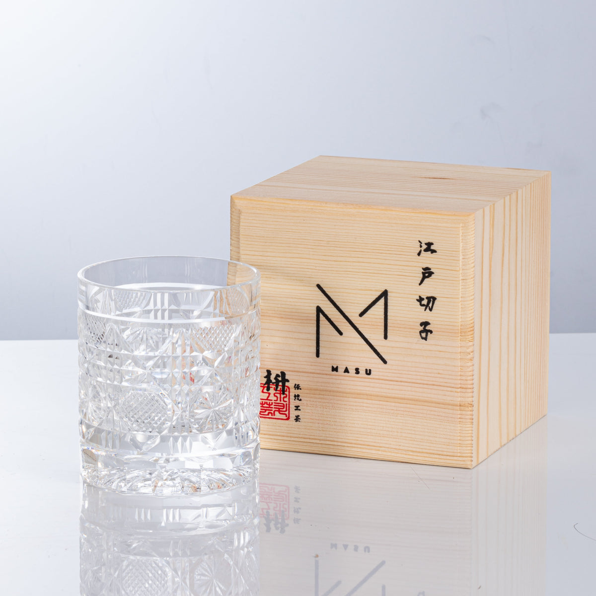 Whiskey Glass Octagonal Chrysanthemum | Edo Kiriko Cut Crystal Barware