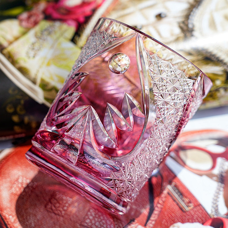 Whiskey Glass Ruby Nocturne | Edo Kiriko Pink Crystal Night Artisan