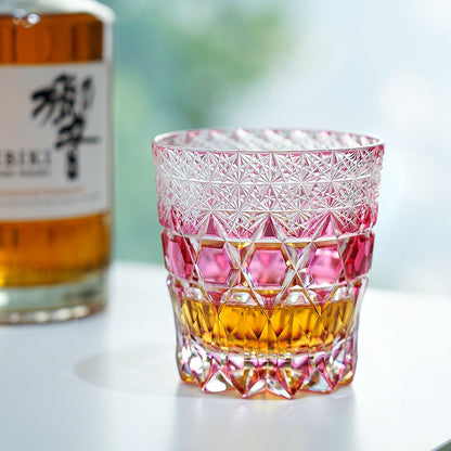 Whiskey Glass Rose Fluorite | Edo Kiriko Pink Crystal Handcrafted