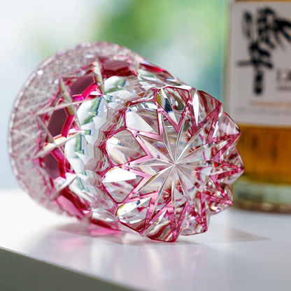 Whiskey Glass Rose Fluorite | Edo Kiriko Pink Crystal Handcrafted