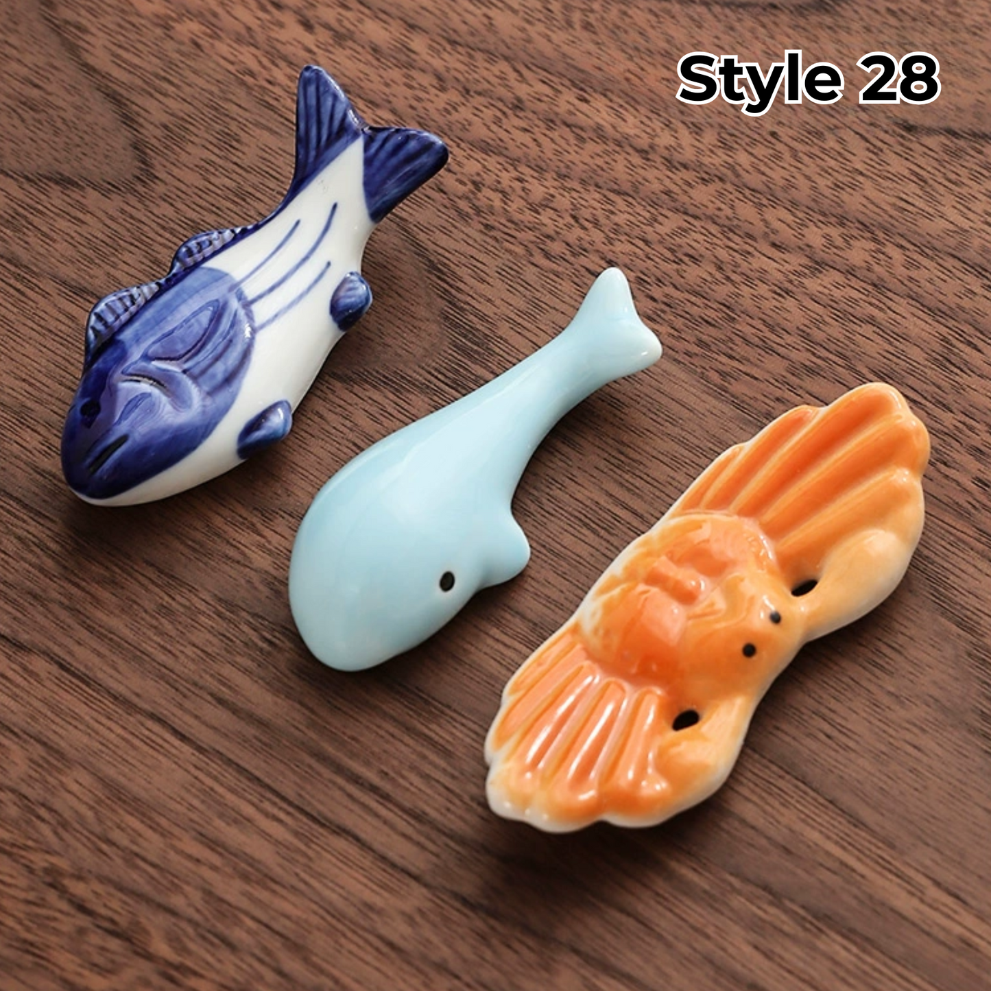 Chopstick Rest Ceramic Handcrafted Animal Fruit Design Japanese Table Decor Set of 3 Cute Chopstick Holder