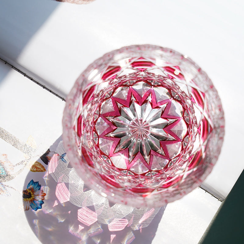 Whiskey Glass Rose Fluorite | Edo Kiriko Pink Crystal Handcrafted