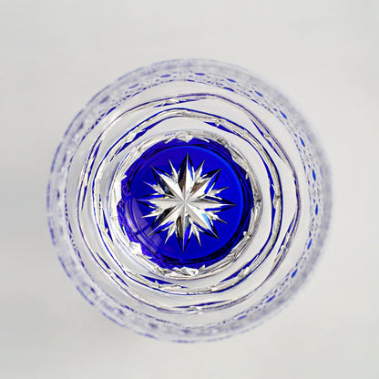 Whiskey Glass Midnight Blue Starburst | Japanese Edo Kiriko Hand-Cut Crystal Drinkware