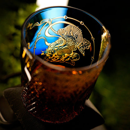 Whiskey Glass Edo Kiriko Raijin Thunder God | Hand-Cut Crystal