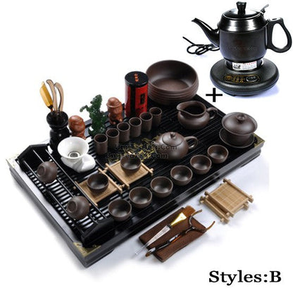 Gongfu Tea Set Purple Clay Complete with Tea Tray 25-Piece