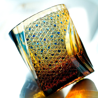 Whiskey Glass Edo Kiriko Raijin Thunder God | Hand-Cut Crystal