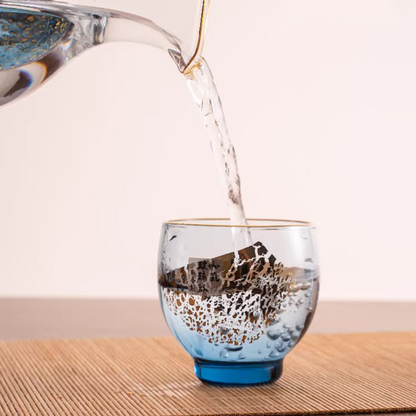 Cold Sake Set with Ice Chamber | Sapphire Galaxy Gold Rim