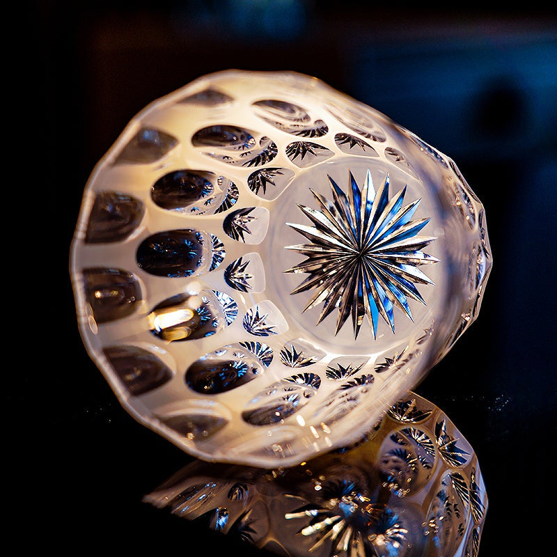 Kiriko Whiskey Glass Shiro Ripple White Frosted Hand-Cut Crystal