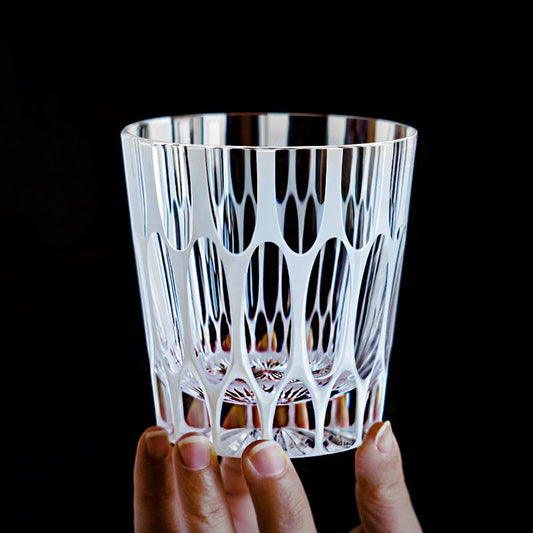 Kiriko Whiskey Glass Shiro Ripple White Frosted Hand-Cut Crystal