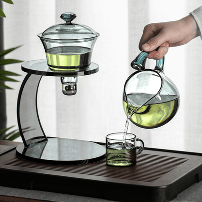 Tea Set Glass Magnetic Auto Dispenser Loose Leaf Brewing Set