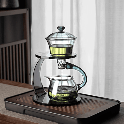 Tea Set Glass Magnetic Auto Dispenser Loose Leaf Brewing Set