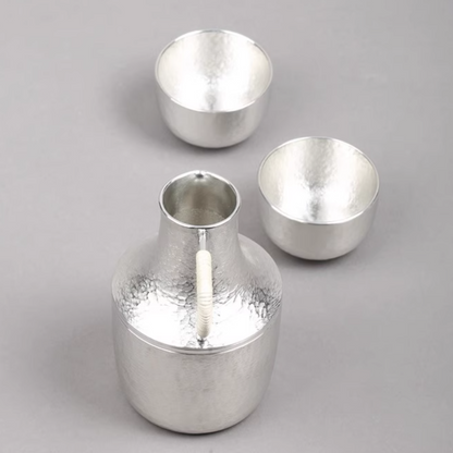 Sake Set – Osaka Suzuki Handcrafted Tin Flagon & 2 Cups