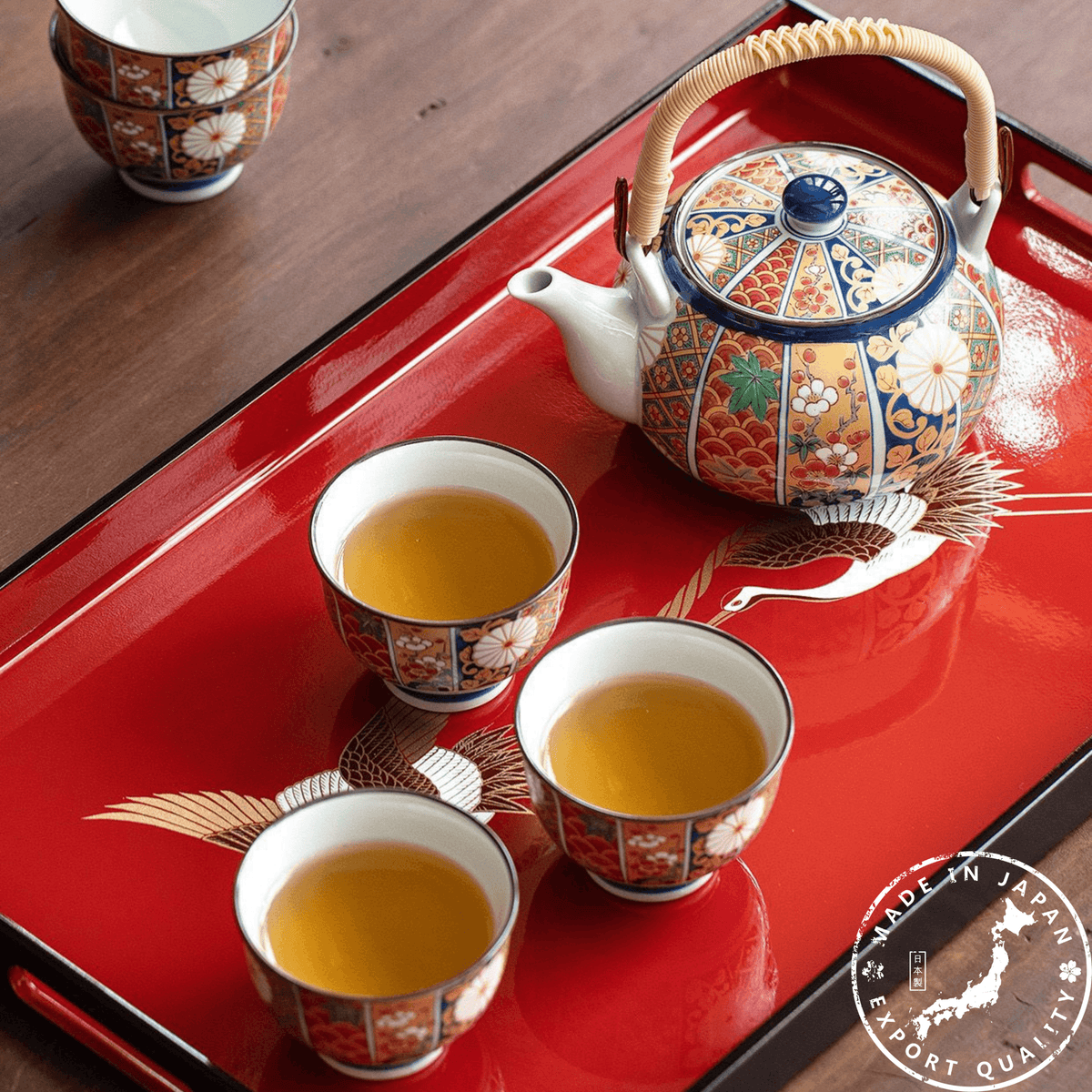 Tea Set | Japanese Imari Hasami Ware Teapot & 5 Cups Handcrafted Ceramic