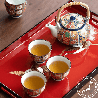 Tea Set | Japanese Imari Hasami Ware Teapot & 5 Cups Handcrafted Ceramic