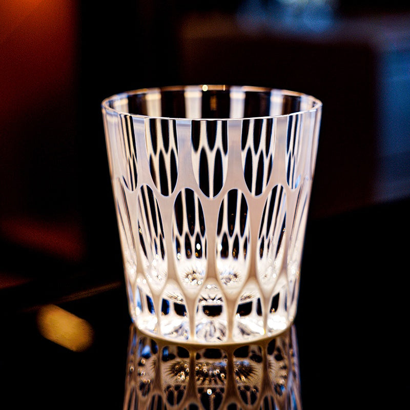 Kiriko Whiskey Glass Shiro Ripple White Frosted Hand-Cut Crystal