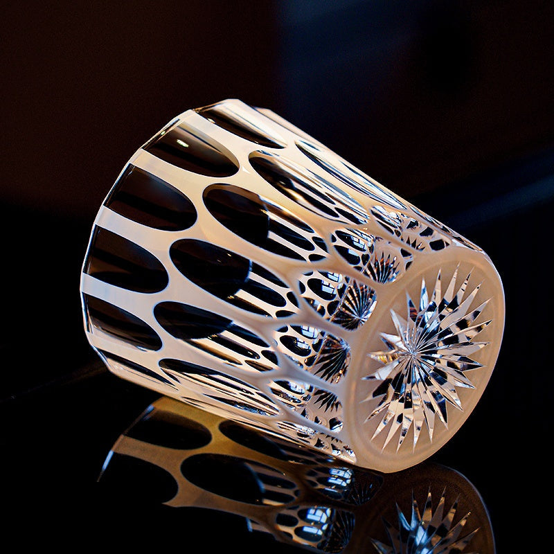 Kiriko Whiskey Glass Shiro Ripple White Frosted Hand-Cut Crystal