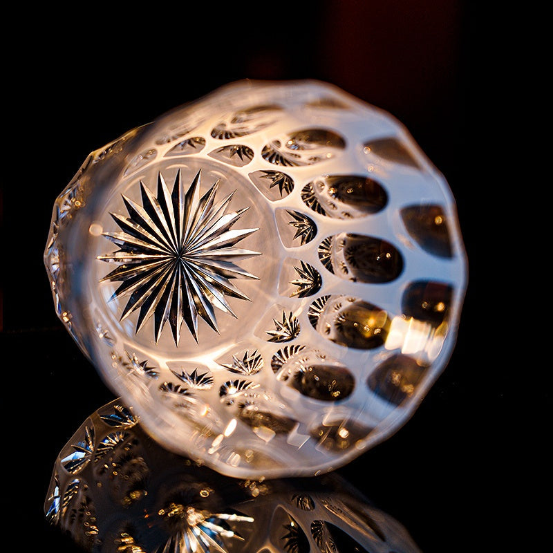 Kiriko Whiskey Glass Shiro Ripple White Frosted Hand-Cut Crystal