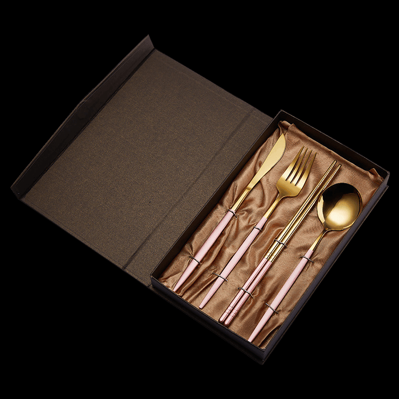 Chopsticks Knife Fork Spoon Gift Set | Stainless Steel