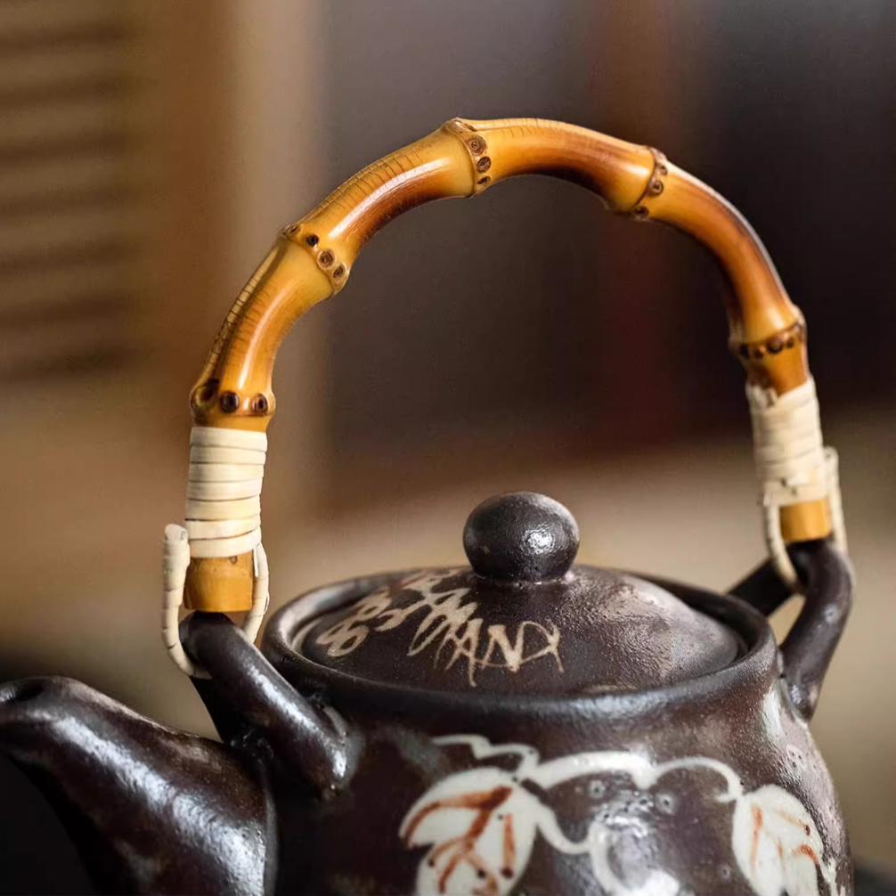 Japanese Tea Set Shino Ware | Teapot & 5 Teacups Haruaki
