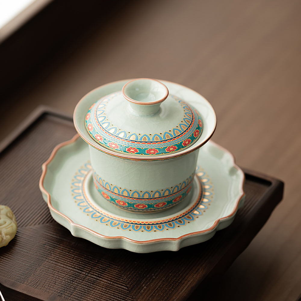 Gaiwan Ruyao Sky Blue Porcelain Dunhuang Baoxiang 160ml