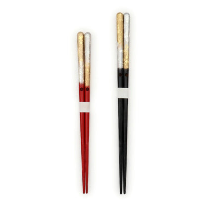 Gold Silver Chopsticks Gift Set | Lacquer Crane Wedding Couple