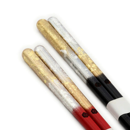 Gold Silver Chopsticks Gift Set | Lacquer Crane Wedding Couple