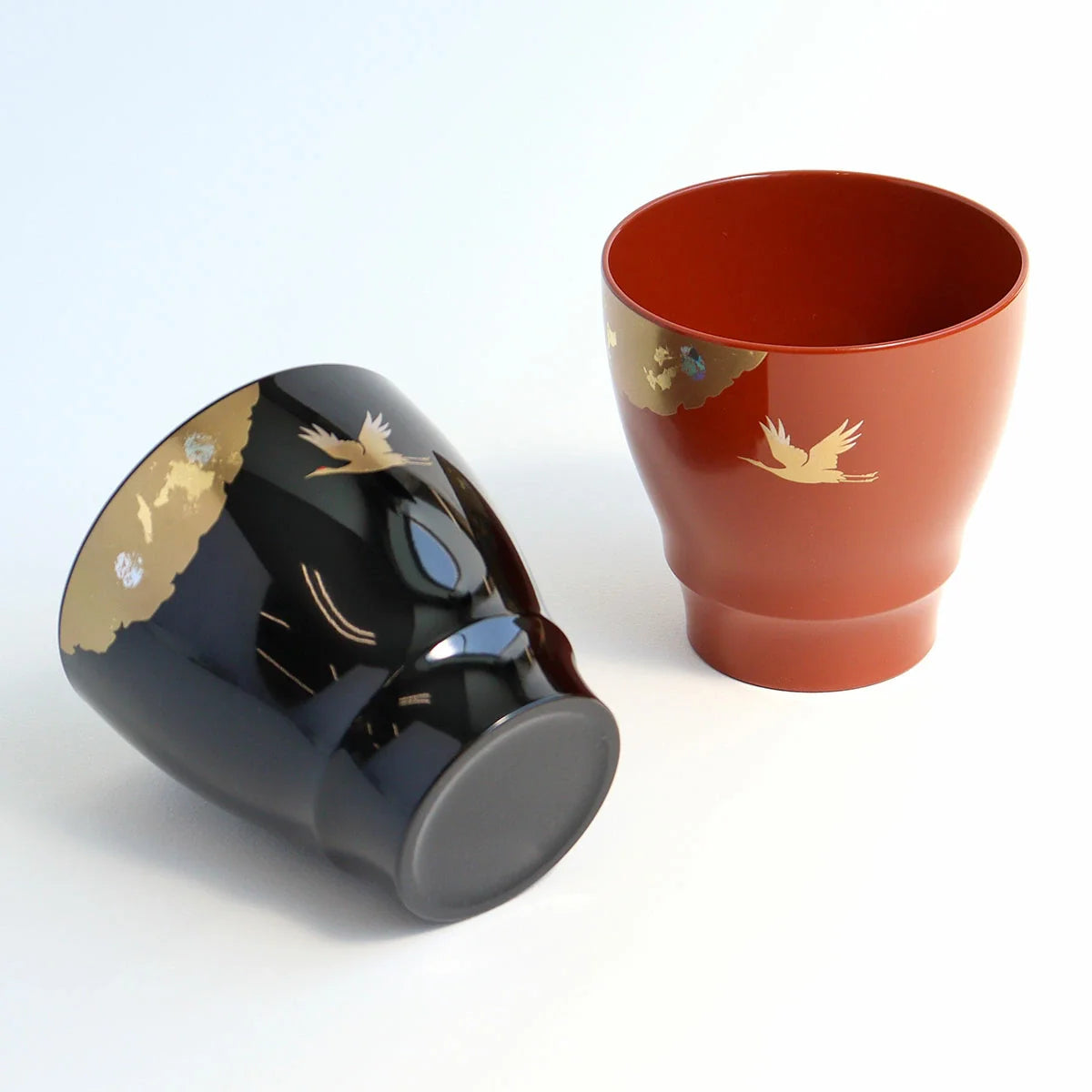 Japanese Lacquer Cup Set – Yamanaka Shikki Crane Goblet Pair