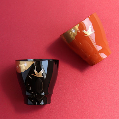 Japanese Lacquer Cup Set – Yamanaka Shikki Crane Goblet Pair