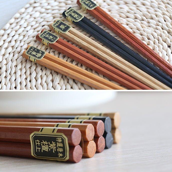 Wooden Chopsticks Set of 5 Pairs – Multi-Color with Gift Box