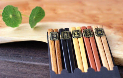 Wooden Chopsticks Set of 5 Pairs – Multi-Color with Gift Box