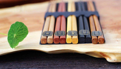 Wooden Chopsticks Set of 5 Pairs – Multi-Color with Gift Box