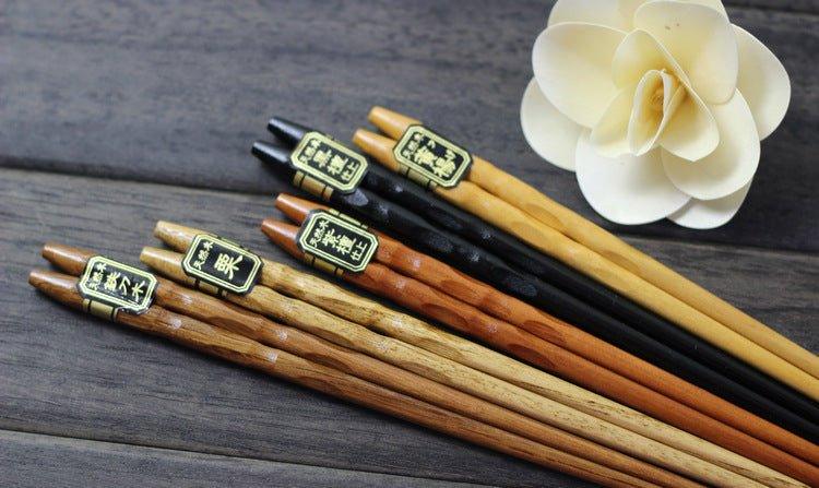 Wooden Chopsticks Set of 5 Pairs – Multi-Color with Gift Box