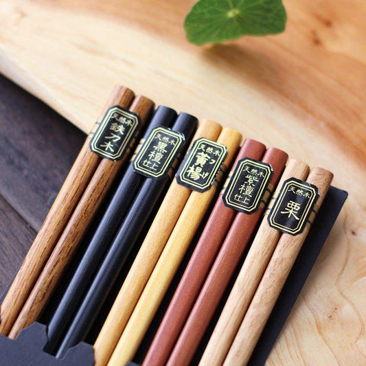 Wooden Chopsticks Set of 5 Pairs – Multi-Color with Gift Box