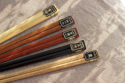 Wooden Chopsticks Set of 5 Pairs – Multi-Color with Gift Box