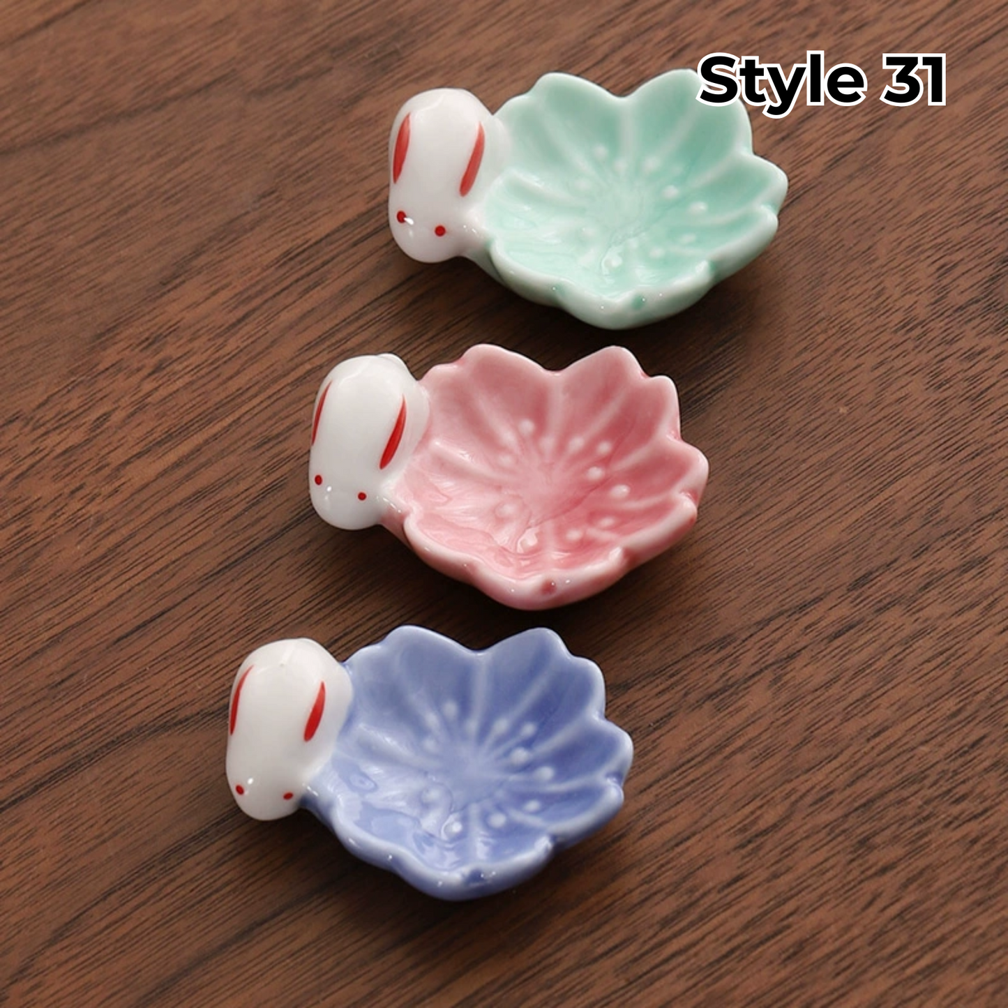 Chopstick Rest Ceramic Handcrafted Animal Fruit Design Japanese Table Decor Set of 3 Cute Chopstick Holder