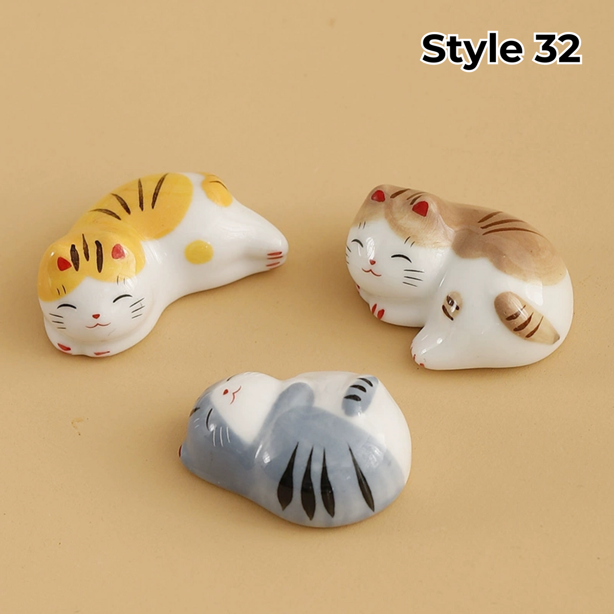 Chopstick Rest Ceramic Handcrafted Animal Fruit Design Japanese Table Decor Set of 3 Cute Chopstick Holder