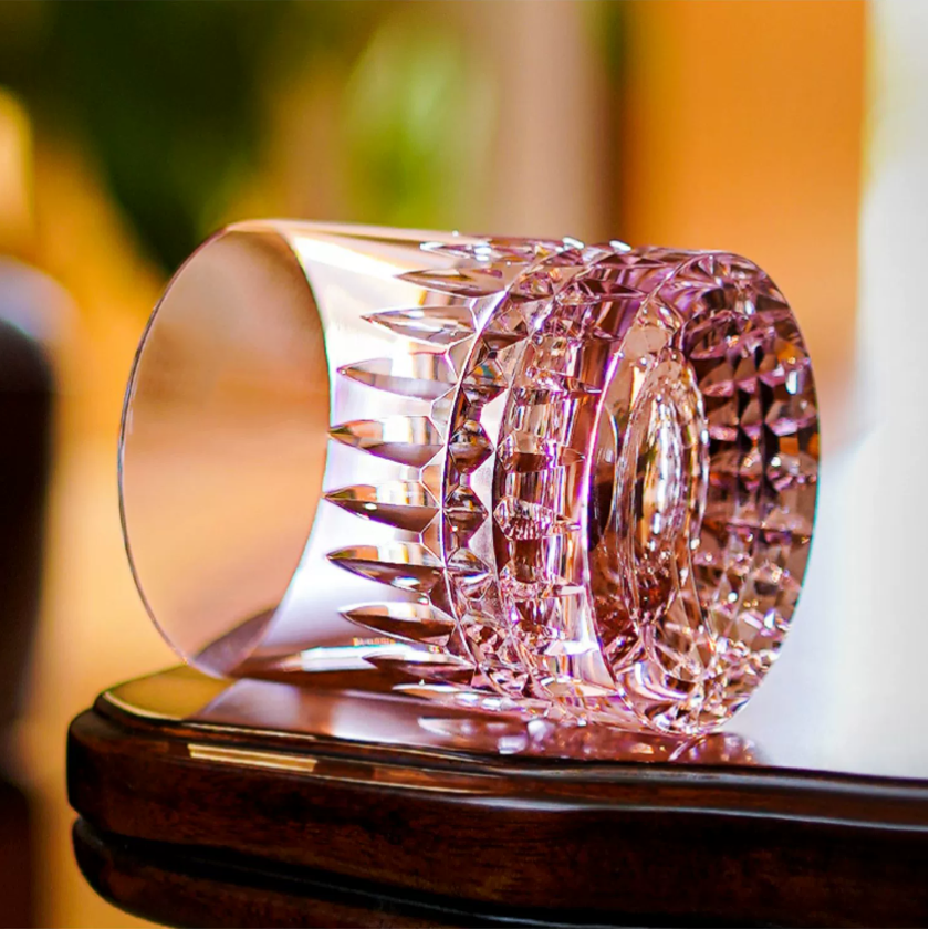 Whisky Glass Edo Kiriko Crystal Royale – Hand-Cut Japanese Tumbler with Wooden Box | Crystal, Sakura & Emerald