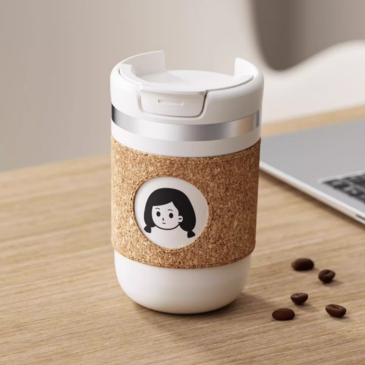 Travel Coffee Cup Stainless Steel | Leather Sleeve Tumbler