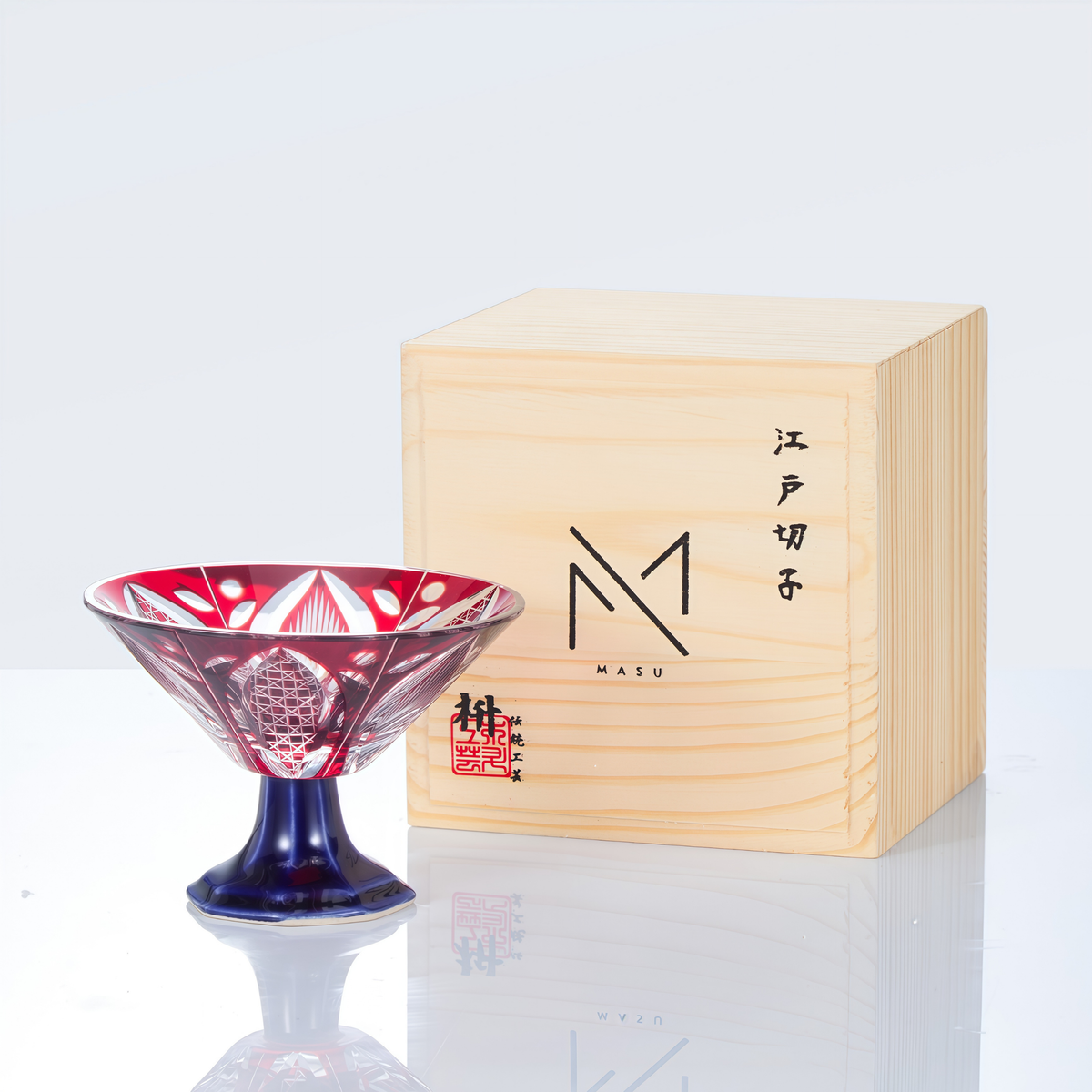 Sake Glass Edo Kiriko Karyu Hana-kiri Yarai Hand-Cut Crystal | Japanese Artisan Glassware